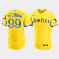 Mens Boston Red Sox #99 Alex Verdugo Gold 2021 City Connect Nike Authentic Jersey