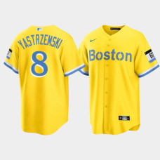Mens Boston Red Sox #8 Carl Yastrzemski Gold 2021 City Connect Nike Replica Jersey
