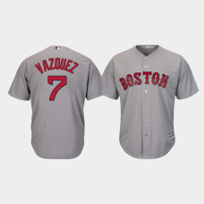 Mens Boston Red Sox Christian Vazquez #7 Gray Majestic Road Cool Base Jersey