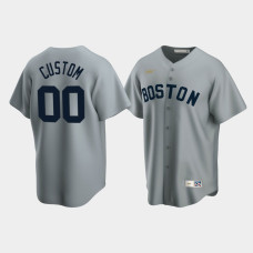 Mens Boston Red Sox #00 Custom Cooperstown Collection Road Nike Gray Jersey