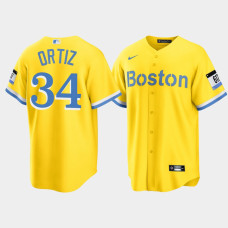 Mens Boston Red Sox #34 David Ortiz Gold 2021 City Connect Nike Replica Jersey