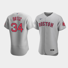 Mens Boston Red Sox #34 David Ortiz Gray Authentic Road Jersey