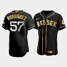 Mens Boston Red Sox #57 Eduardo Rodriguez Black Golden Edition Authentic Jersey