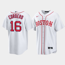 Mens Boston Red Sox Franchy Cordero White 2021 Patriots' Day Replica Jersey