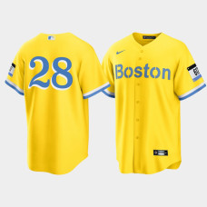 Mens Boston Red Sox J.D. Martinez Gold Light Blue 2021 City Connect Replica Jersey