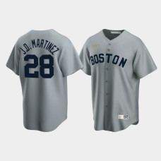 Mens Boston Red Sox #28 J.D. Martinez Cooperstown Collection Road Nike Gray Jersey