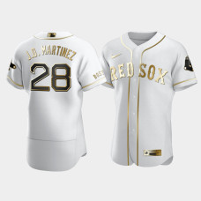 Mens Boston Red Sox #28 J.D. Martinez White Golden Edition Authentic Jersey