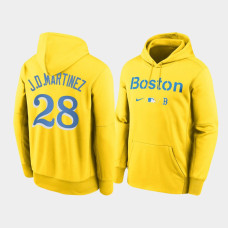 Mens Boston Red Sox J.D.Martinez #28 2021 City Connect Gold Baseball Pullover Hoodie