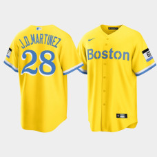 Mens Boston Red Sox #28 J.D.Martinez Gold 2021 City Connect Nike Replica Jersey