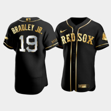 Mens Boston Red Sox #19 Jackie Bradley Jr. Black Golden Edition Authentic Jersey