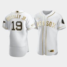 Mens Boston Red Sox #19 Jackie Bradley Jr. White Golden Edition Authentic Jersey