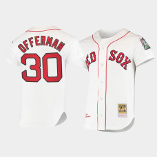 Mens Boston Red Sox #30 Jose Offerman Cooperstown Collection Authentic Home White Jersey