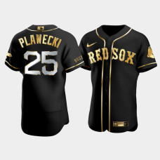 Mens Boston Red Sox #25 Kevin Plawecki Black Golden Edition Authentic Jersey