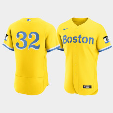 Mens Boston Red Sox Matt Barnes Gold Light Blue 2021 City Connect Authentic Jersey