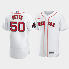 Mens Boston Red Sox #50 Mookie Betts White 2018 World Series Champions Nike Jersey