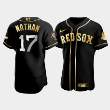 Boston Red Sox Nathan Eovaldi Black Golden 2021 Roberto Clemente Award Jersey