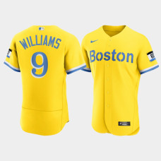 Mens Boston Red Sox #9 Ted Williams Gold 2021 City Connect Nike Authentic Jersey