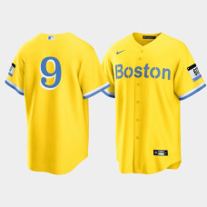 Mens Boston Red Sox Ted Williams Gold Light Blue 2021 City Connect Replica Jersey
