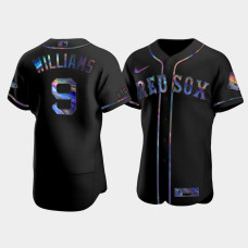 Mens Boston Red Sox #9 Ted Williams Black Authentic Golden Edition Holographic Jersey