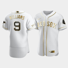Mens Boston Red Sox #9 Ted Williams White Golden Edition Authentic Jersey