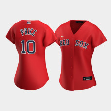 Womens Boston Red Sox David Price #10 Red Replica Nike 2020 Alternate Jersey