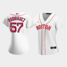 Womens Boston Red Sox Eduardo Rodriguez #57 White 2021 Patriots' Day Replica Jersey