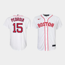 Youth Boston Red Sox Dustin Pedroia #15 White 2021 Patriots' Day Replica Jersey