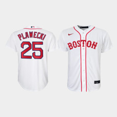 Youth Boston Red Sox Kevin Plawecki #25 White 2021 Patriots' Day Replica Jersey